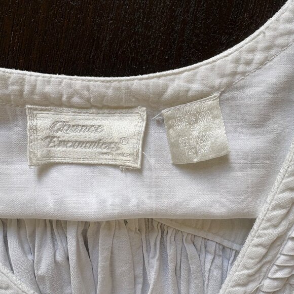 Chance Encounters White Cotton MuuMuu Duster Dress With Embroidery V-Neck - Picture 4 of 4